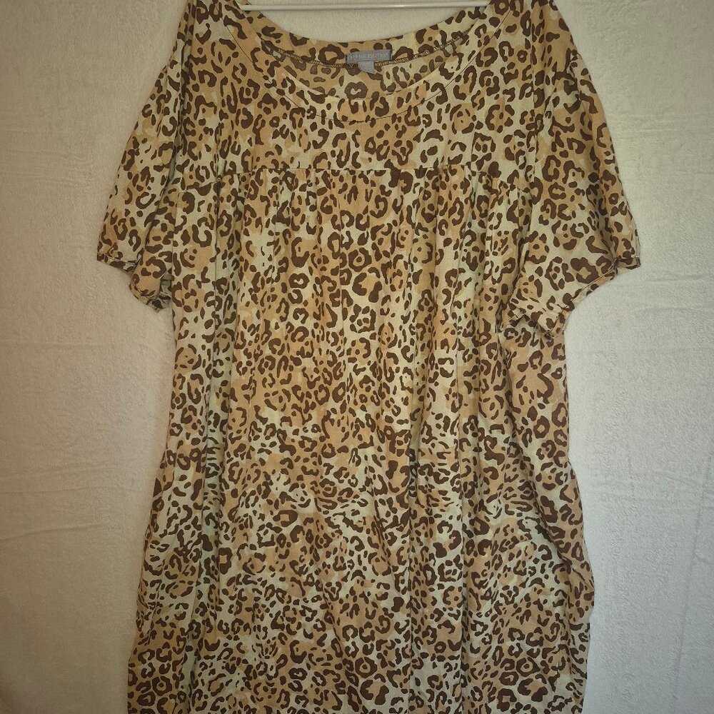 Only Necessities House Dress Mumu 5XL Plus Size Leopard BOHO Pockets Lounger